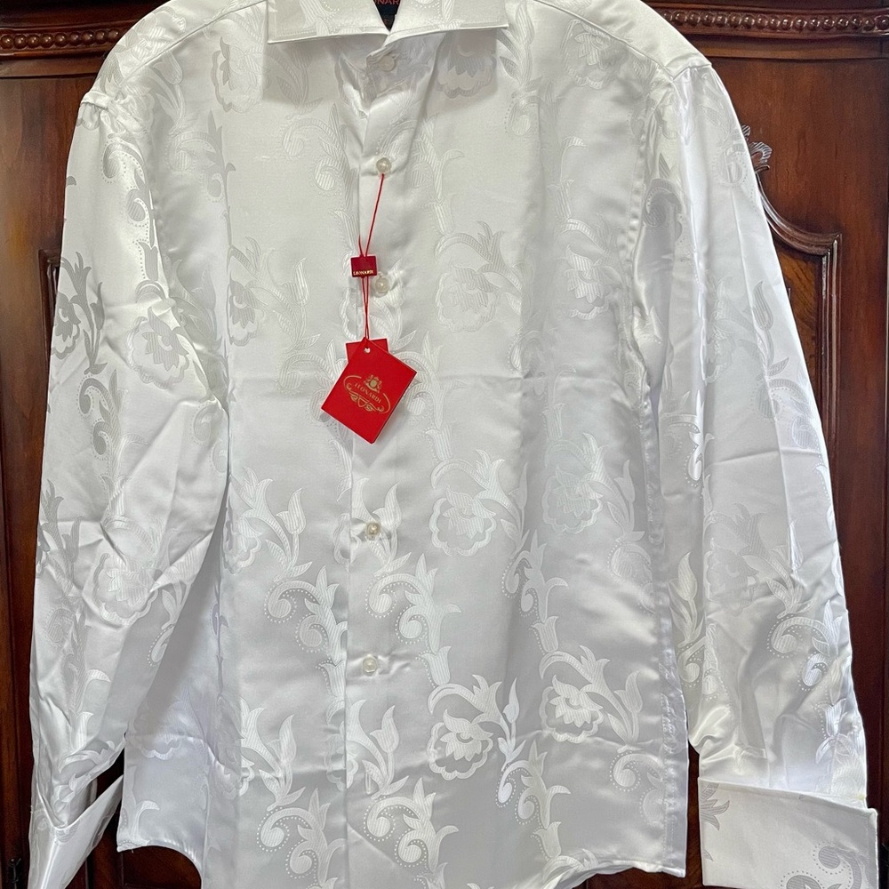 Men's White Floral Dress Shirt